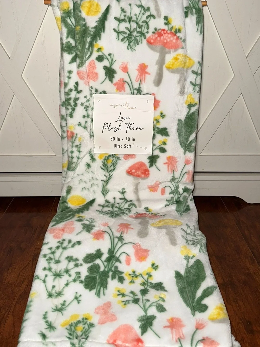 Cozy Home Floral & Mushroom Plush Throw Blanket